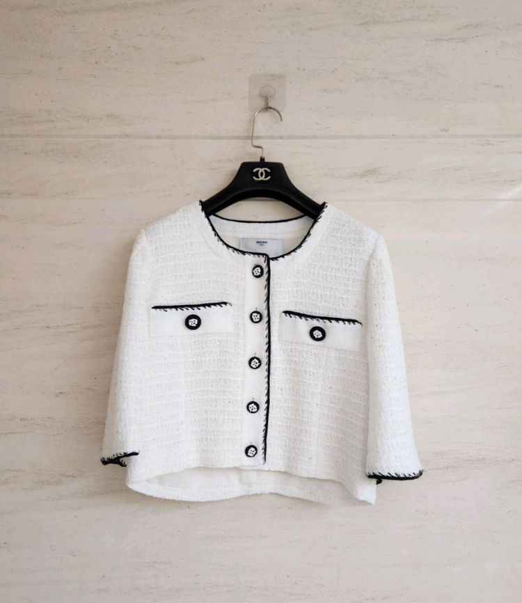 오브제 컬러라인 비딩 트위드자켓--7