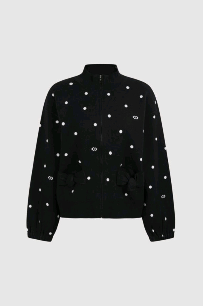 럭키슈에뜨 도트 집업 니트 가디건--1