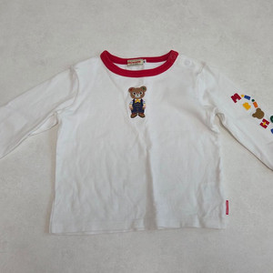 미키하우스 베어 체크 소매 티셔츠 80