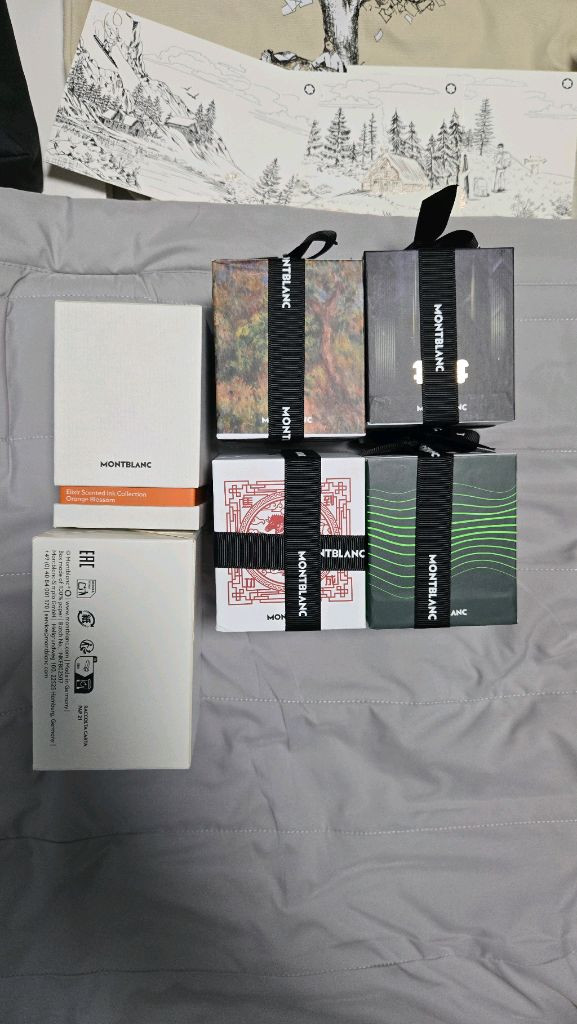 몽블랑 조디악 레드 말띠 르누아르 블루 게츠비 그린 스타워커그린 엘릭서퍼퓸 오렌지 블리썸 만년필잉크 판매합니다--6