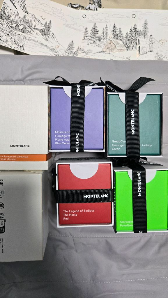 몽블랑 조디악 레드 말띠 르누아르 블루 게츠비 그린 스타워커그린 엘릭서퍼퓸 오렌지 블리썸 만년필잉크 판매합니다--7