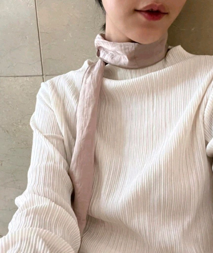 유메르 쉬르 플리츠 블라우스 ( 배송온 봉투 그대로 , 새제품 )--2