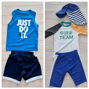 나이키 키즈 드라이핏 여름 민소매 상하세트 4t +덤 래쉬가드 이미지