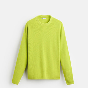자라 스트럭처 코튼 스웨터 M (Neon Green)