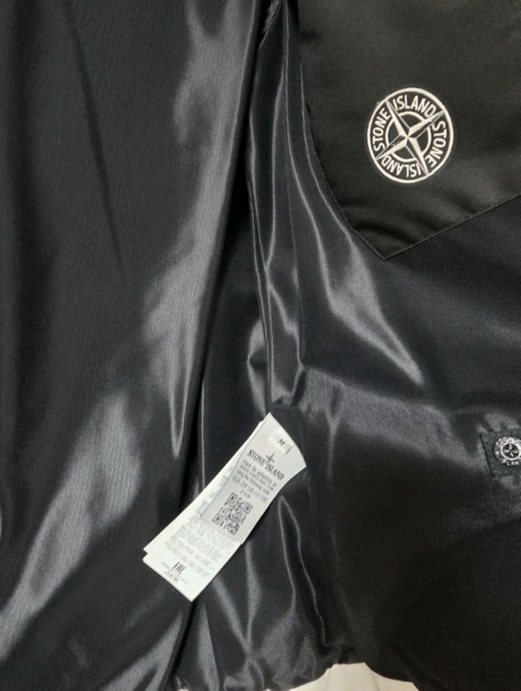 스톤아일랜드 화이트 와펜 페더 웨잇 레더 가죽 패딩 무스탕--2