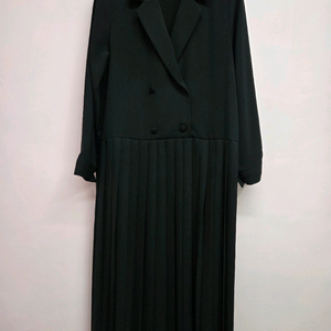 블랙 더블 버튼 플리츠 원피스