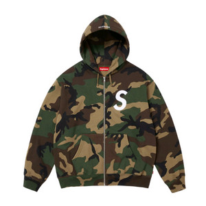 슈프림 S 로고 집업 후드 스웨트셔츠 우드랜드 카모