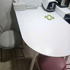세라믹 반원 식탁 + 의자 2개 세트