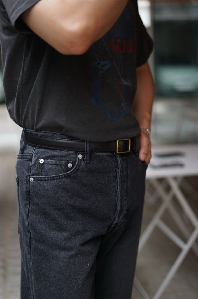 마스콜란자 가죽벨트 매트블랙 골드--5