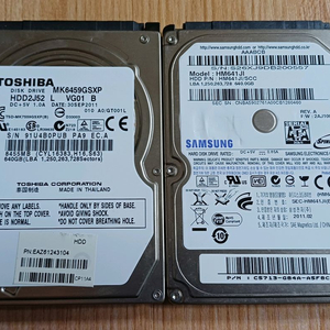 삼성, 도시바 하드디스크 2.5인치 hdd 640gb 2개 일괄