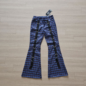 M 새제품) LISTEN FLAVOR 펑크 체크 플레어 부츠컷 바지 여자