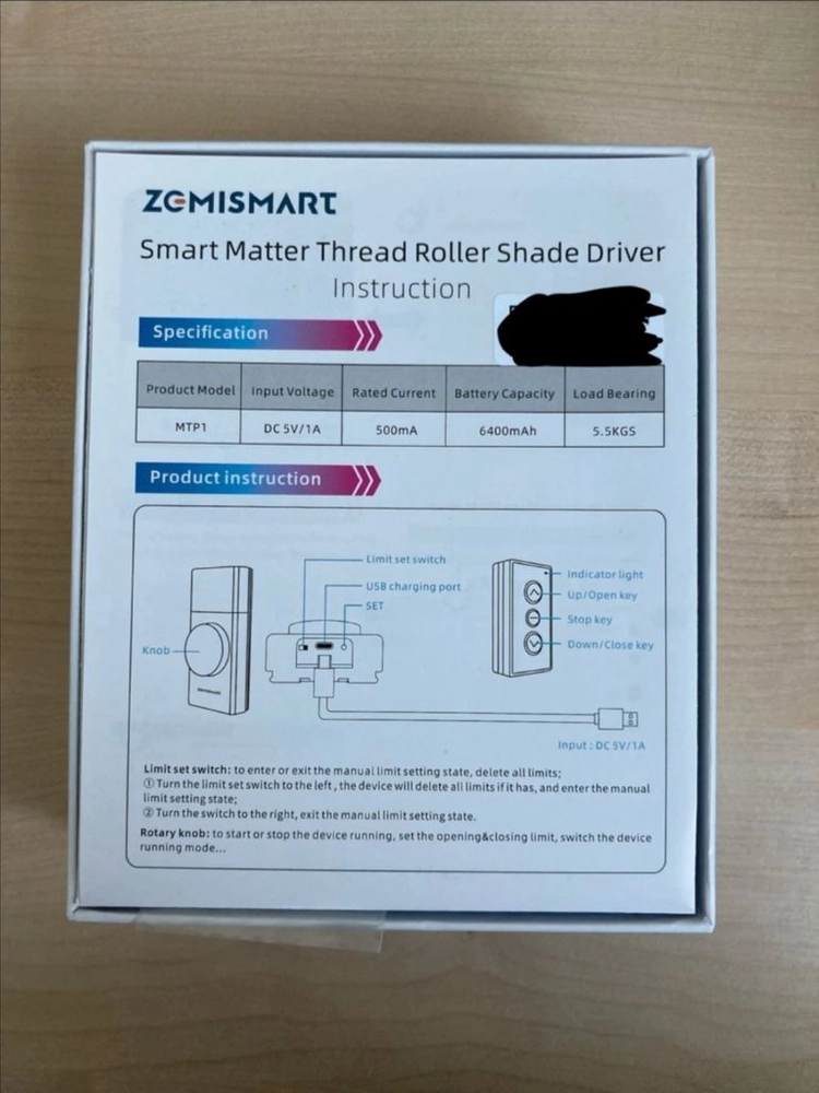 [새상품] ZGMISMART 스마트 롤러 매터 MATTER 지원 인공지능 스피커 블라인드 모터 이미지