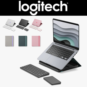 로지텍 까사 팝업 데스크 CASA POP-UP DESK 휴대용 블루투스 키보드+트랙패드 블랙/그린 이미지