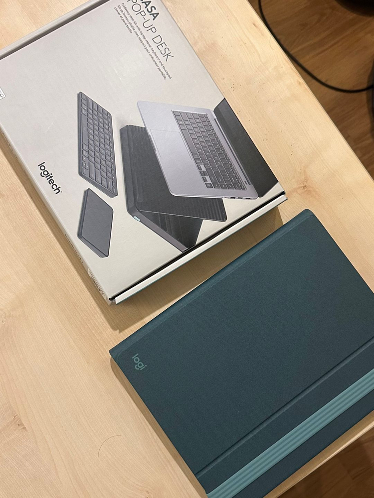 로지텍 까사 팝업 데스크 CASA POP-UP DESK 휴대용 블루투스 키보드+트랙패드 블랙/그린 이미지