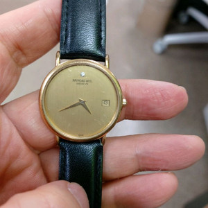 레이몬드 웨일 금장 가죽 시계