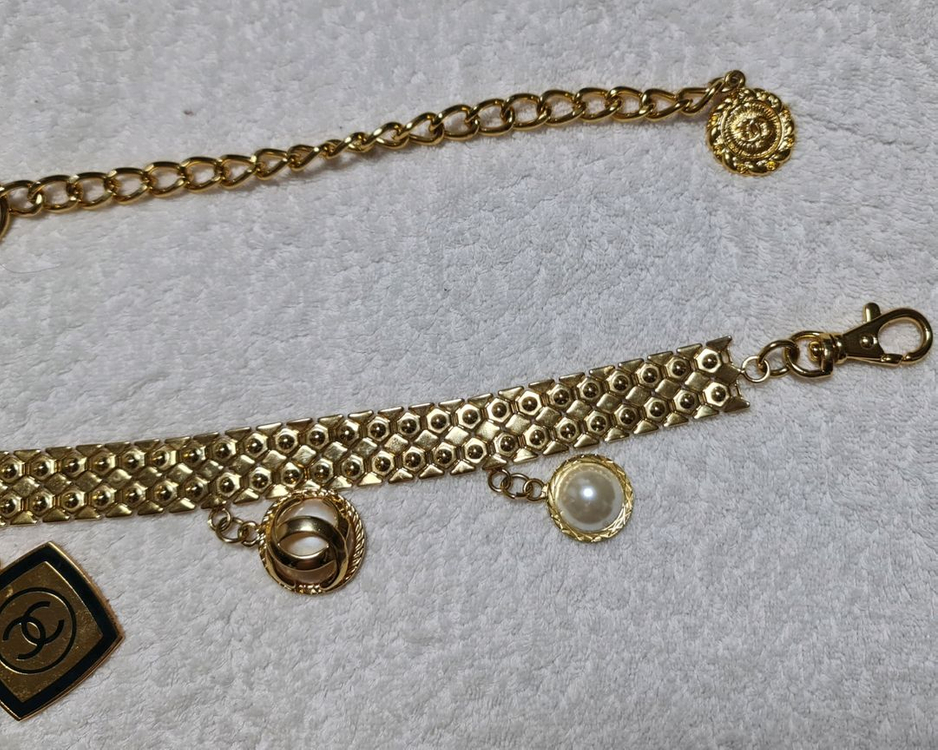 샤넬 금장 체인 벨트 정품 무료배송--1