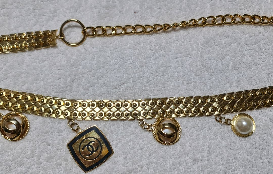 샤넬 금장 체인 벨트 정품 무료배송--2