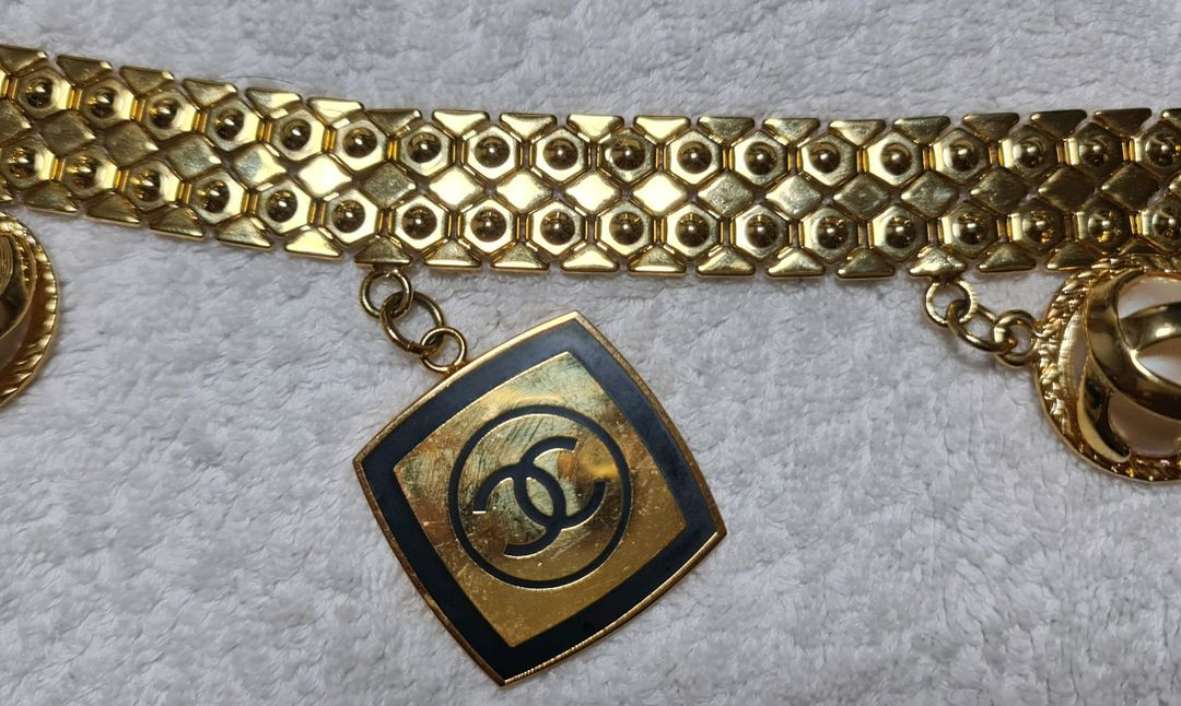 샤넬 금장 체인 벨트 정품 무료배송--3