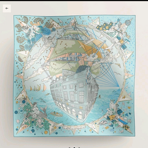 에르메스 까레 스카프 플래그쉽 90 까레 블루 씨엘/베르 드 그리스/로즈