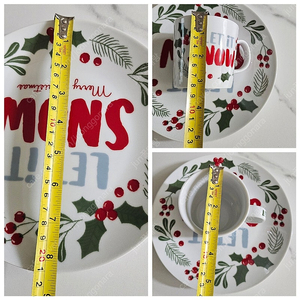 모던하우스 크리스마스 화이트 스노우 접시 컵 전자렌지 #완전새거# 이미지