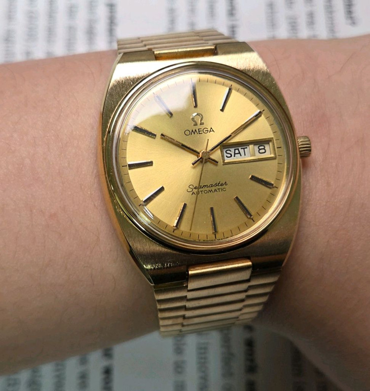 레어] 빈티지 오메가 씨마스터 고구마 데이데이트 올금장 뻐뻐시 브레이슬릿 ver. 이미지