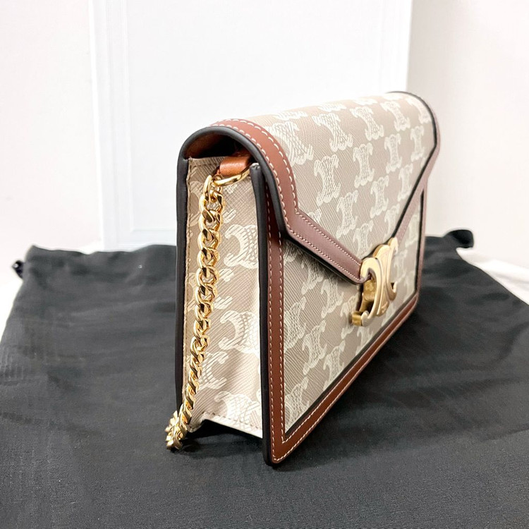 [새상품] 셀린느 마고 체인 지갑 카프스킨 그레지 숄더백 가방--5