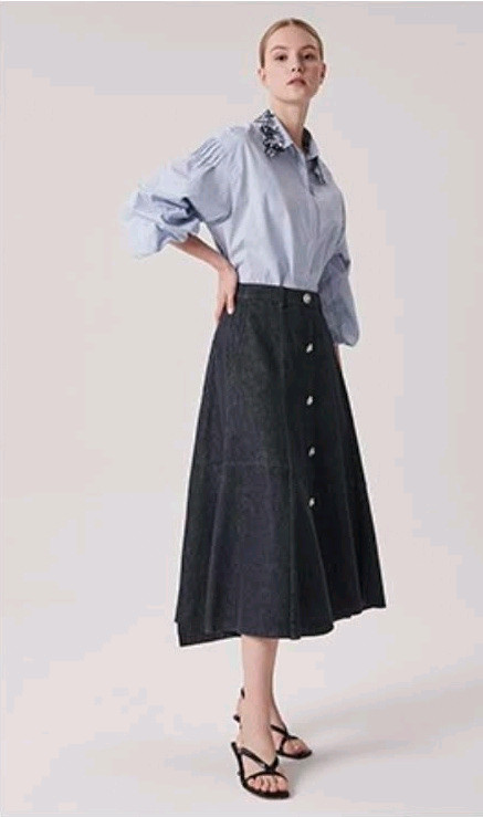 한섬(타임)데님 롱스커트--10