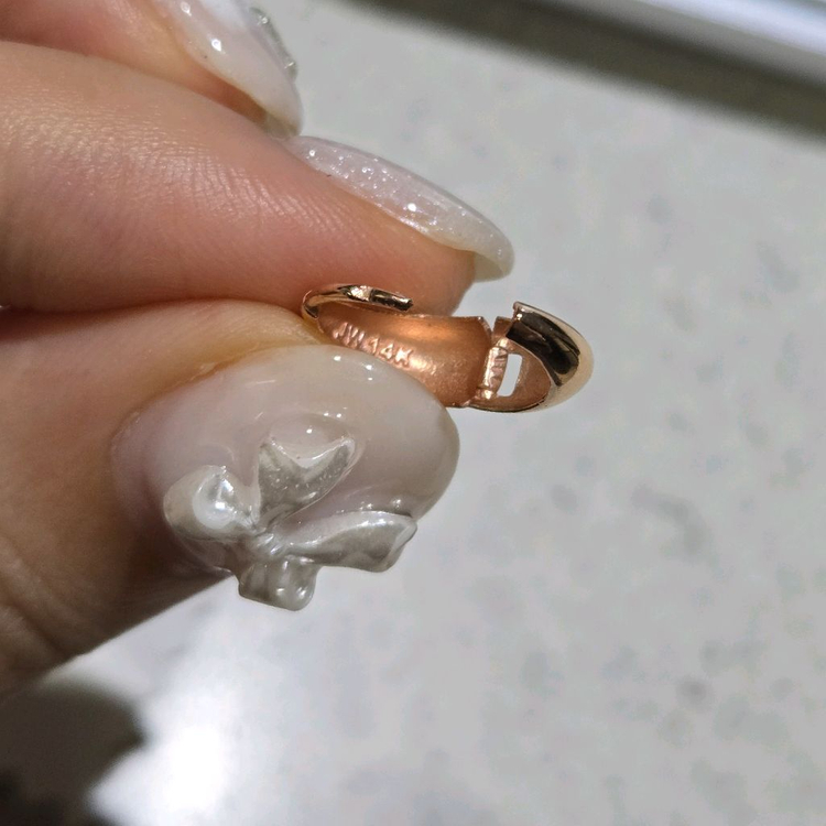 14K 로즈골드 물방울 링귀걸이 1.29g(0.344돈)--2