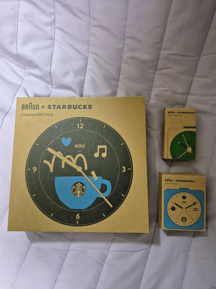 스타벅스 브라운 콜라보 탁상 시계 2종 일괄 9,000원 (낱개 5,000원) 새상품 미개봉 프리퀀시--4