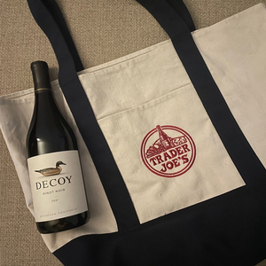 트레이더조 Trader Joes 라지사이즈 캔버스 에코백 그린 네이비 이미지