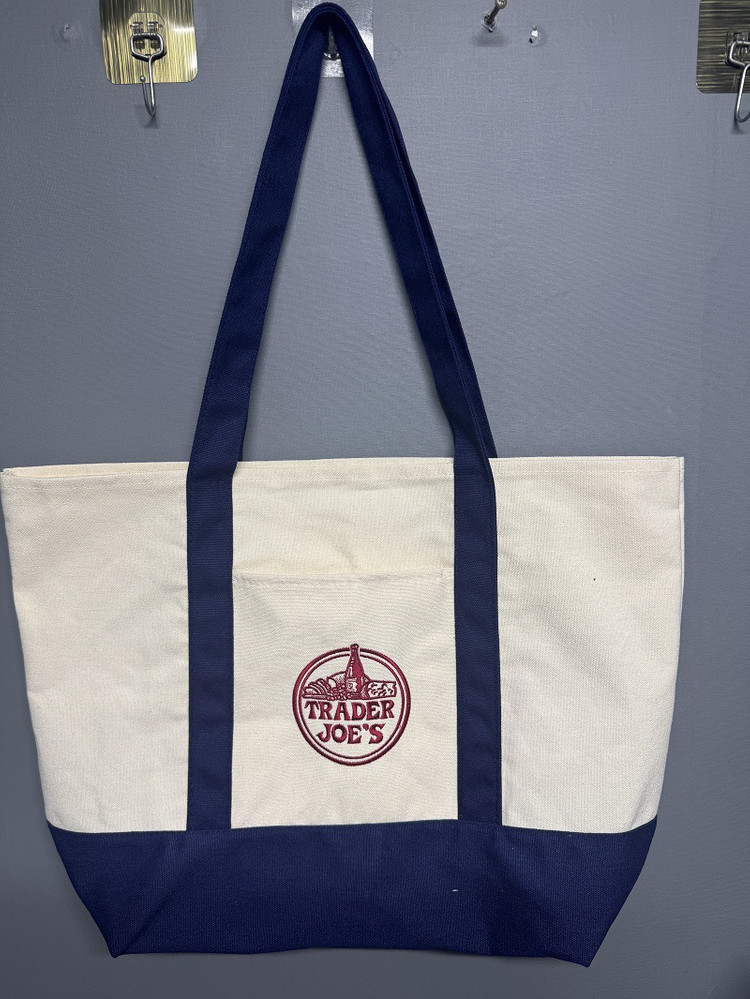 트레이더조 Trader Joes 라지사이즈 캔버스 에코백 그린 네이비 이미지