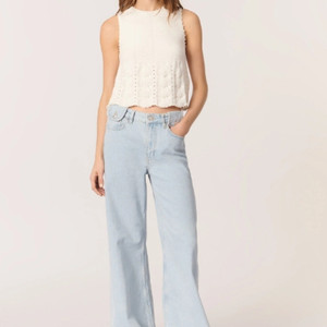 마쥬 maje 가죽 패치 와이드 데님 팬츠 36 사이즈 정품