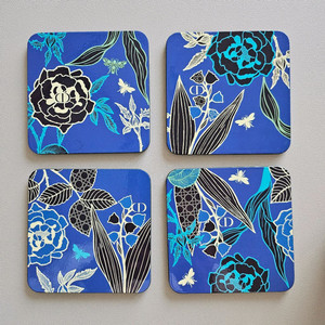 디올 블루 플라워 코스터 4개 세트