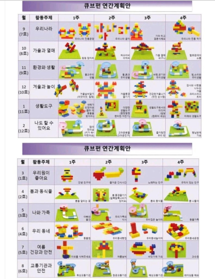 CUBE FUN 큐브펀 레고형 블록 세트 & 화일 1권 & 교재 2권--8