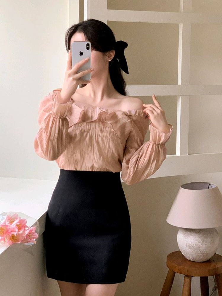 아뜨랑스 블랙 H라인 치마 M 이미지