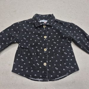 자라 여아 잔꽃 흑청 셔츠 2-3y