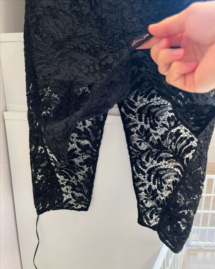 타임(TIME) 언발 레이스 롱 스커트(블랙) 이미지