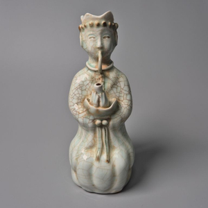 송대 청자 가요풍 관악기 연주 인물형 주전자 중국도자기 골동품 고미술품