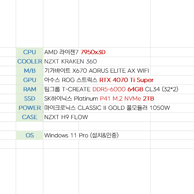 7950x3D / 4070 Ti Super / 64GB / 2TB NZXT 고성능컴퓨터--1