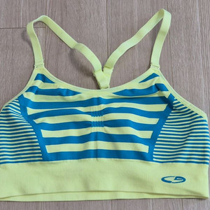 챔피언 M 사이즈 스포츠 브라 줄무늬 연두 노랑 파랑