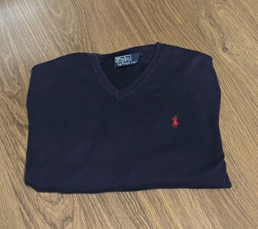 폴로 랄프로렌 네이비 브이넥 니트 이미지
