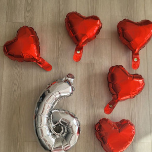 하트형 풍선 5개 + 숫자 풍선 1개 세트