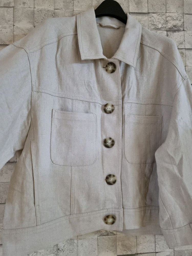 더엣지 베이지 린넨혼방 자켓--5
