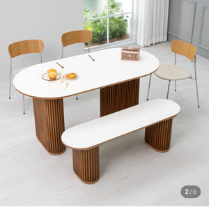 템바보드 세라믹 타원형 식탁 벤치 세트(월넛) 거의새상품