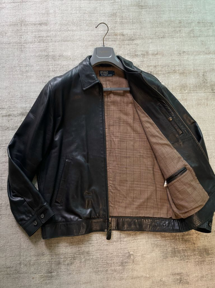폴로 랄프로렌 헤리티지 맥스웰 램스킨 레더 자켓 블랙--2