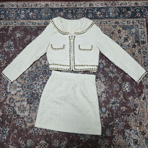 트위드 자켓 스커트 세트+리본