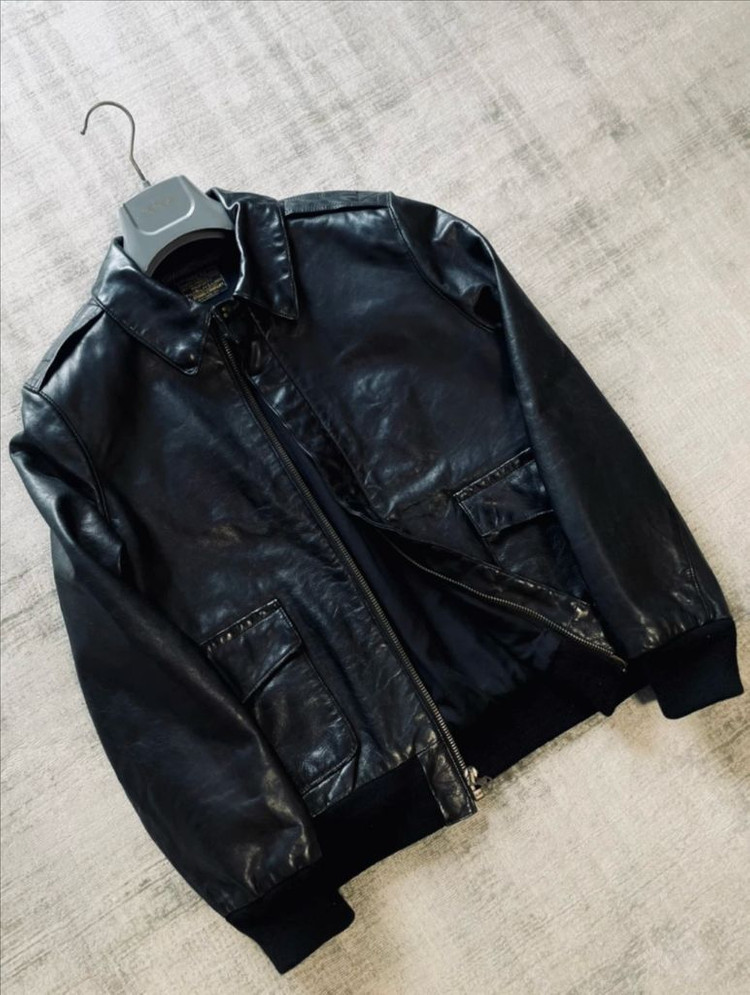 (네고가능)정품 폴로 랄프로렌 클래식 카우하이드 A-2 가죽 자켓 하이그로시 이미지