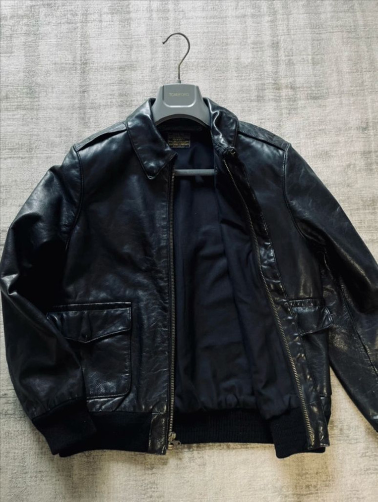 (네고가능)정품 폴로 랄프로렌 클래식 카우하이드 A-2 가죽 자켓 하이그로시 이미지