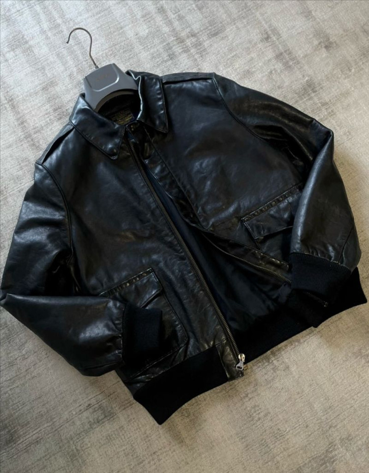 (네고가능)정품 폴로 랄프로렌 클래식 카우하이드 A-2 가죽 자켓 하이그로시 이미지