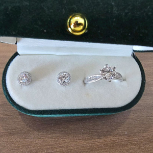 925실버 모이사나이트 반지귀걸이세트